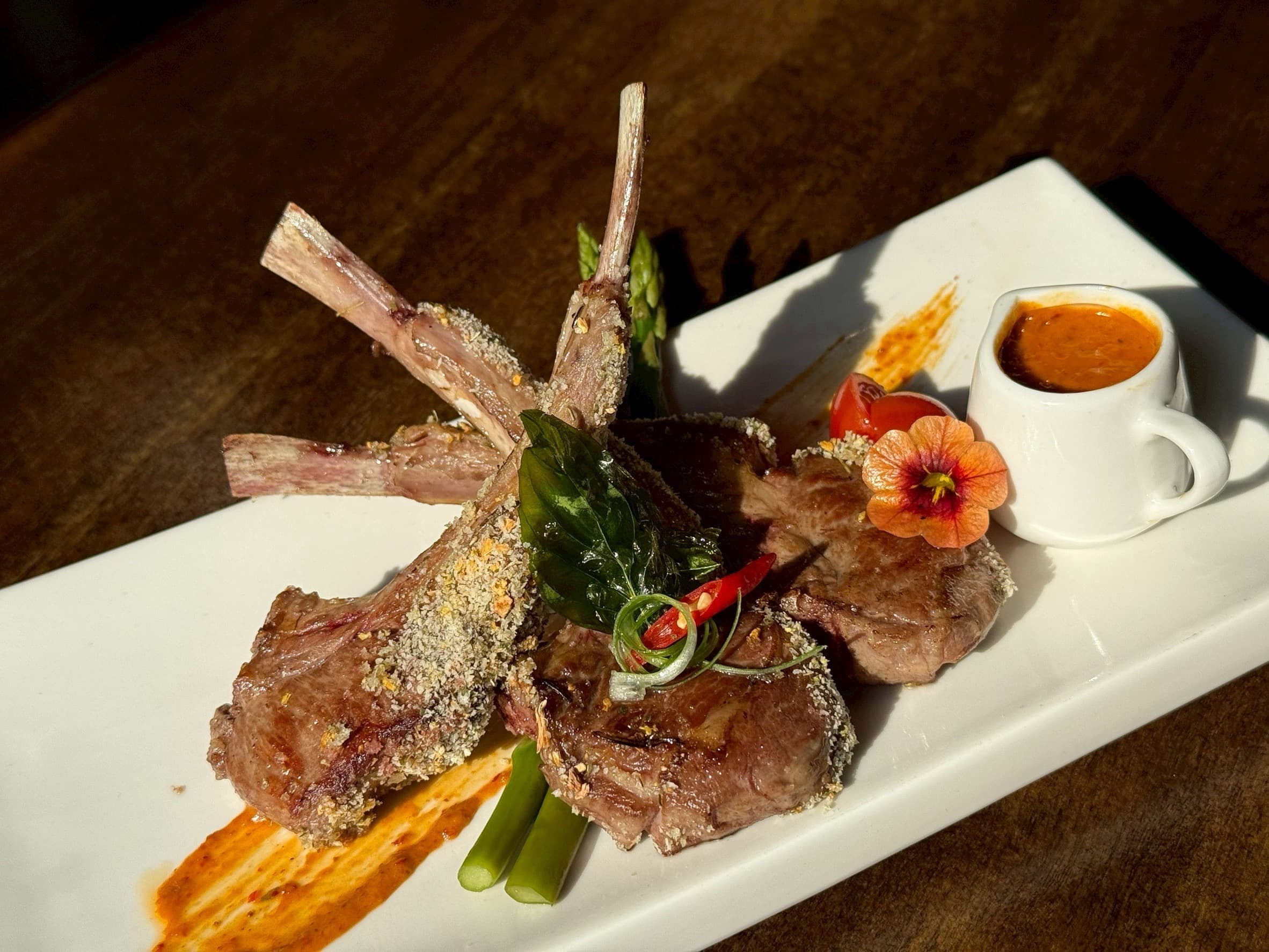 Charcoal-grilled lamb rack with Jaew sauce — Kruathai Atlanta